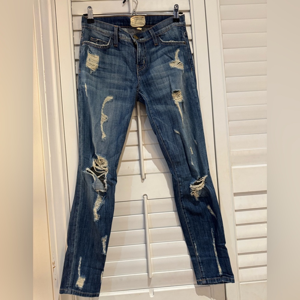 Current/Elliott Distressed Denim Skinny Jeans